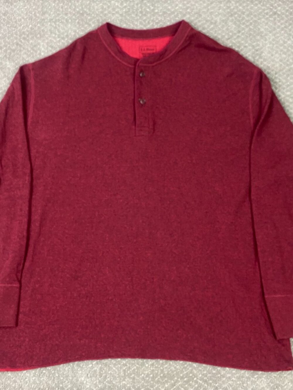 LL Bean River Driver Shirt Mens XXL Traditional Fit Red Henley Two Layer Wool